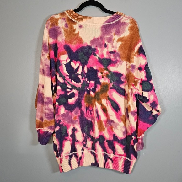 Natural Life Tie Dye Sweater Pullover Crew Neck Long Sleeve Women Size S M - Picture 2 of 5